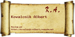 Kovalcsik Albert névjegykártya